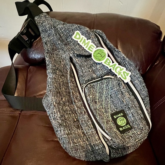 Dime bag slinger adjustable crossbody blue tweed with bonus fanny pack! - Picture 3 of 11